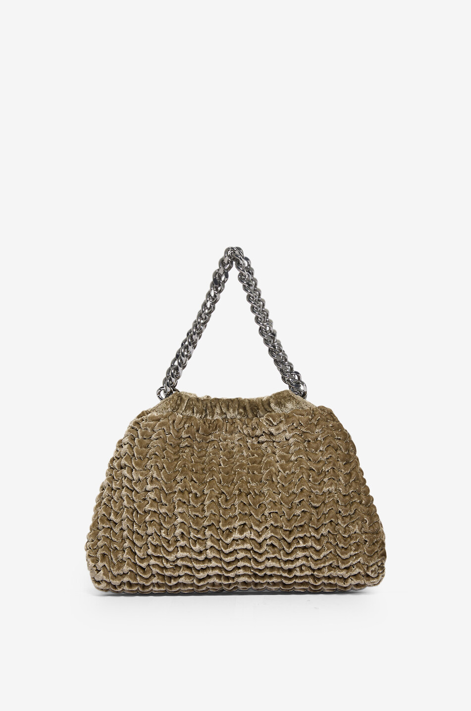 STELLA McCARTNEY Falabella Drawstring Mini embroidered velvet shoulder bag Women BEIGE 3
