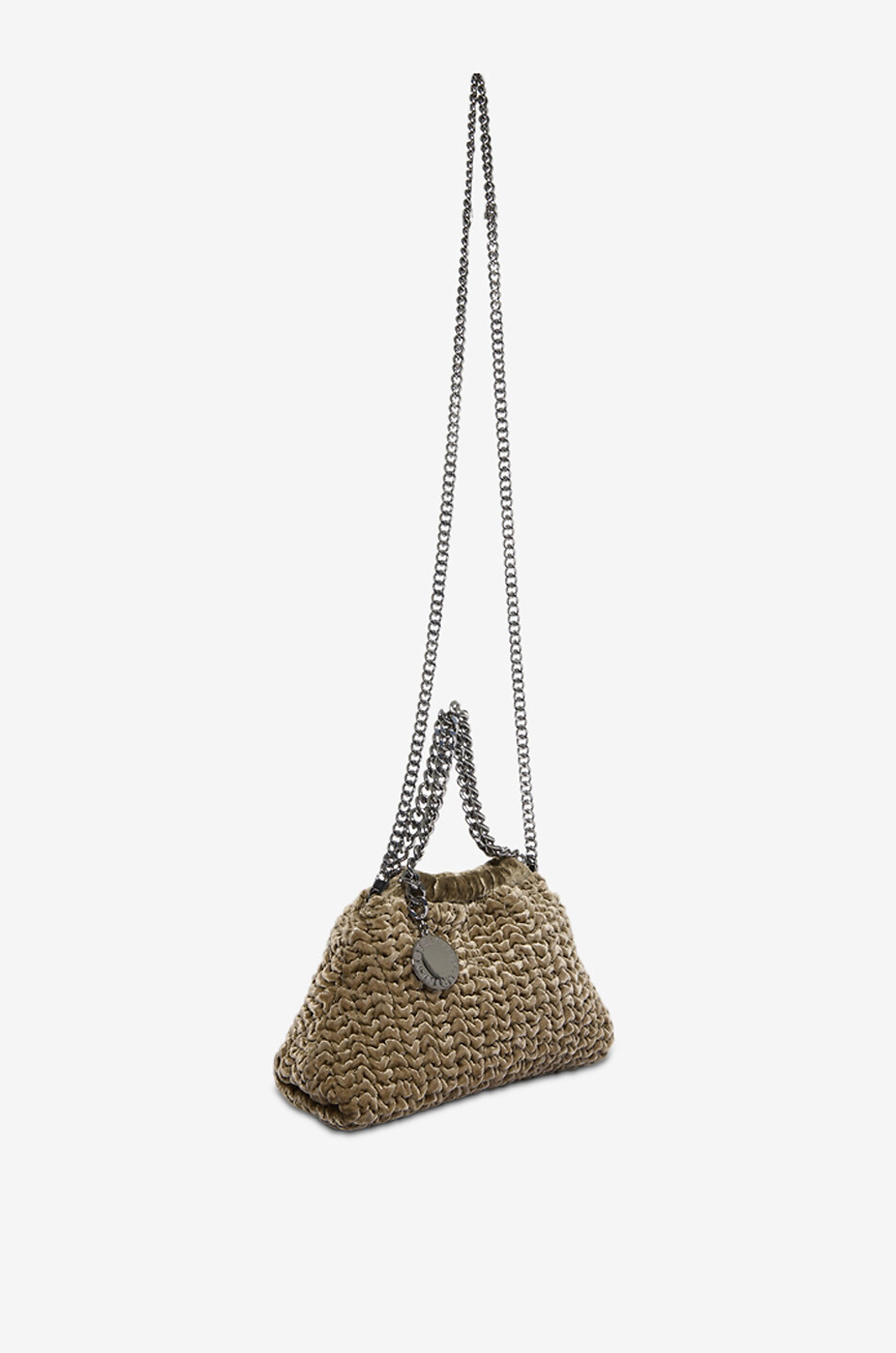 STELLA McCARTNEY Falabella Drawstring Mini embroidered velvet shoulder bag Women BEIGE 5