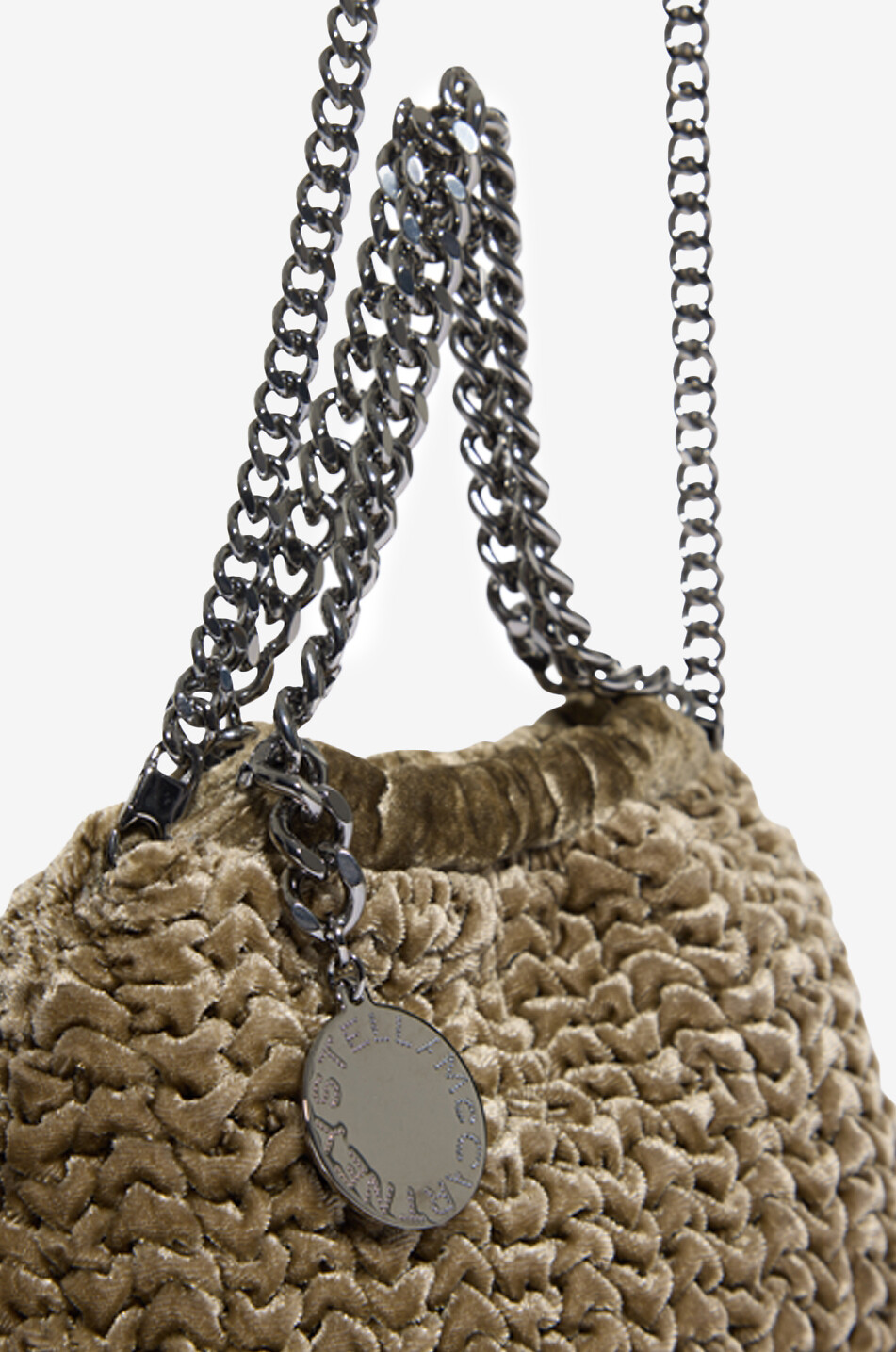 STELLA McCARTNEY Falabella Drawstring Mini embroidered velvet shoulder bag Women BEIGE 6