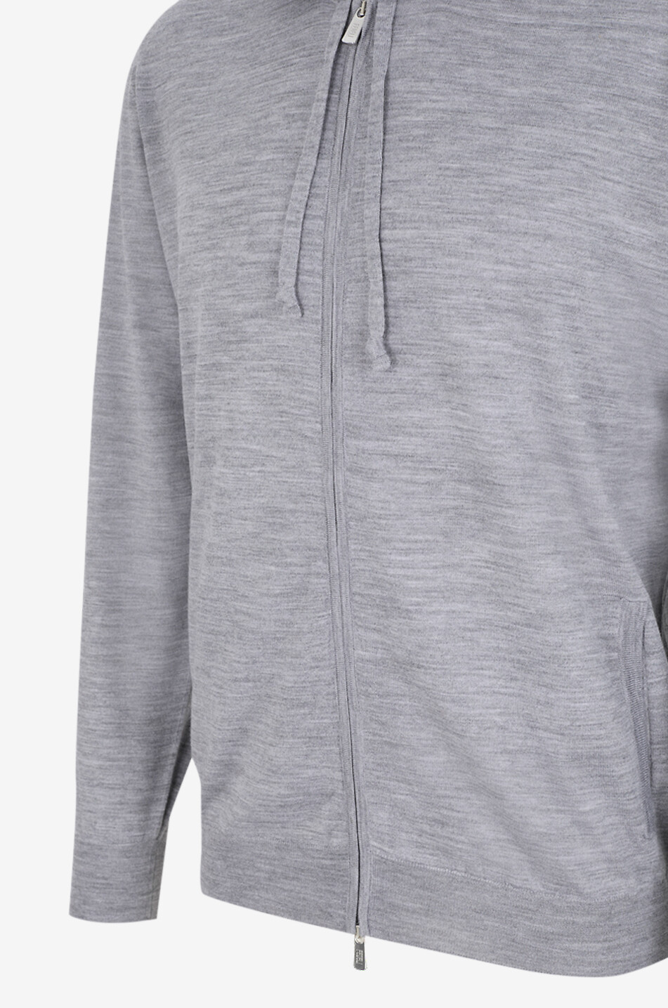 FEDELI Cardigan zippé à capuche chiné en laine vierge Jacob Homme GRIS CLAIR 3