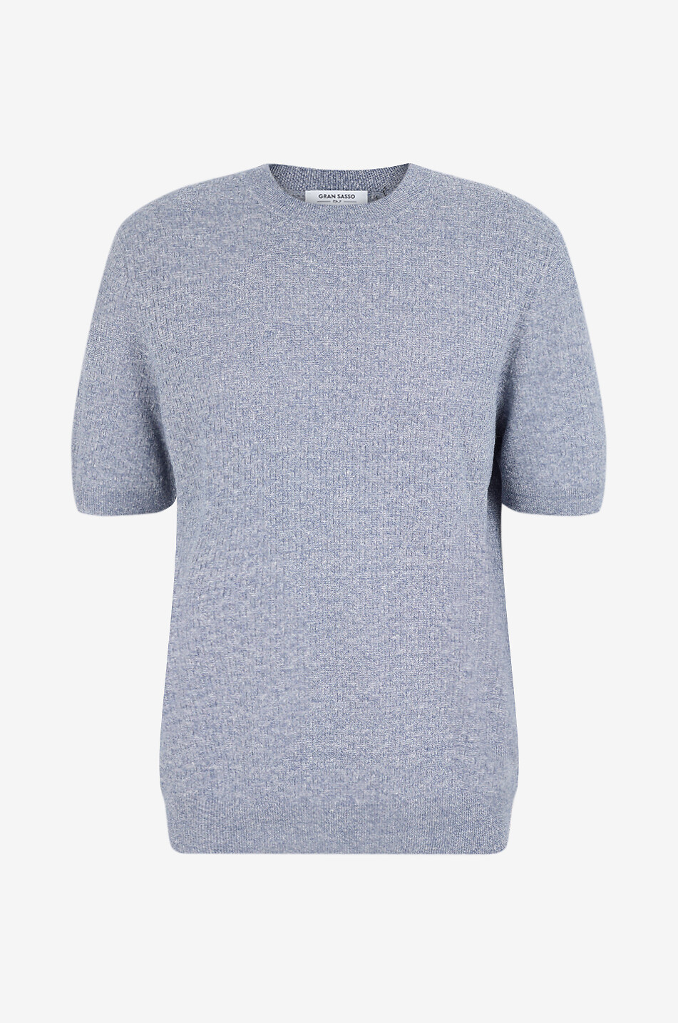 GRAN SASSO Pull à manches courtes en maille effet tissée de lin et coton Homme BLEU MOYEN 1