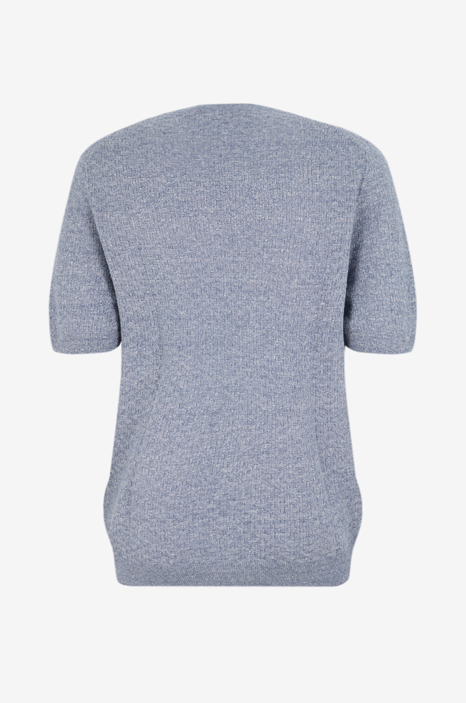 GRAN SASSO Pull à manches courtes en maille effet tissée de lin et coton Homme BLEU MOYEN 2