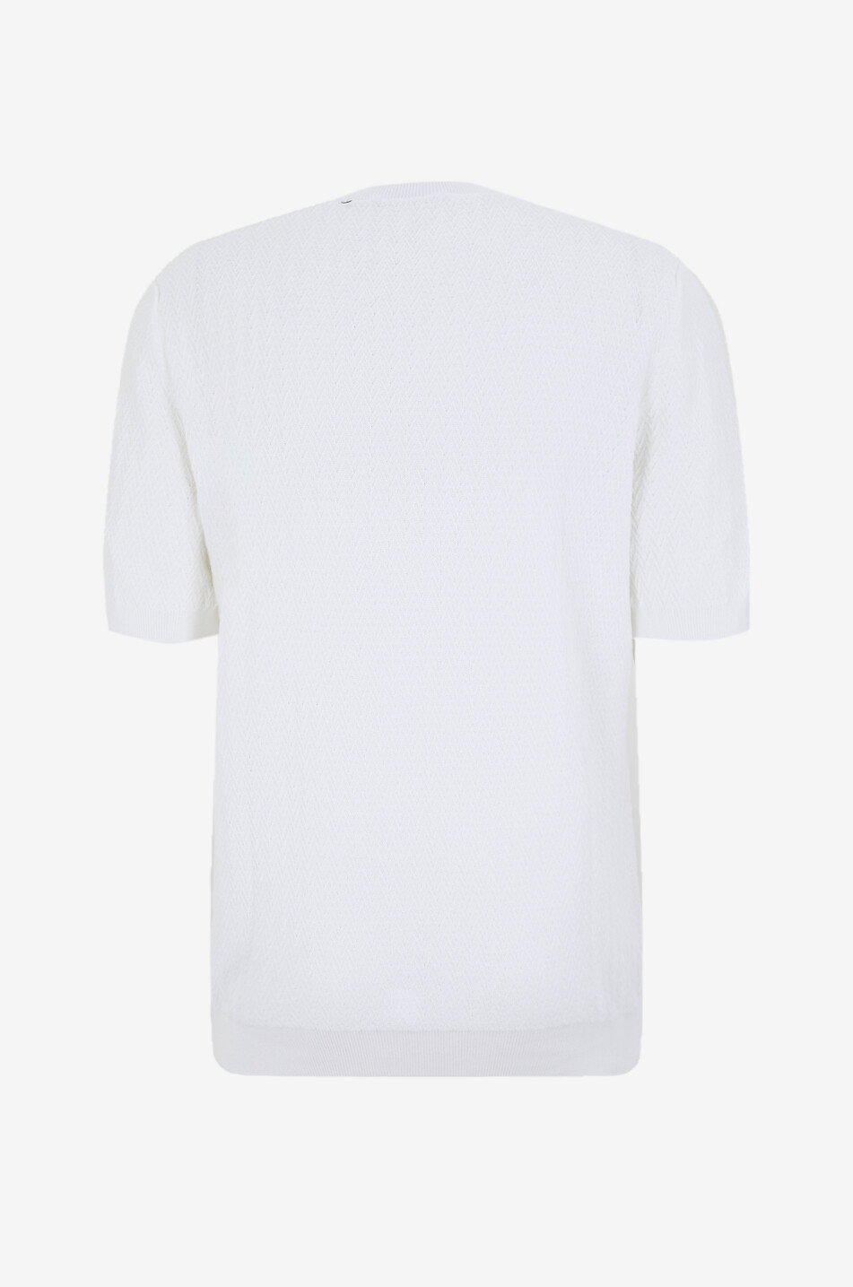GRAN SASSO Pull en maille chevron de coton à manches courtes Homme BLANC 2