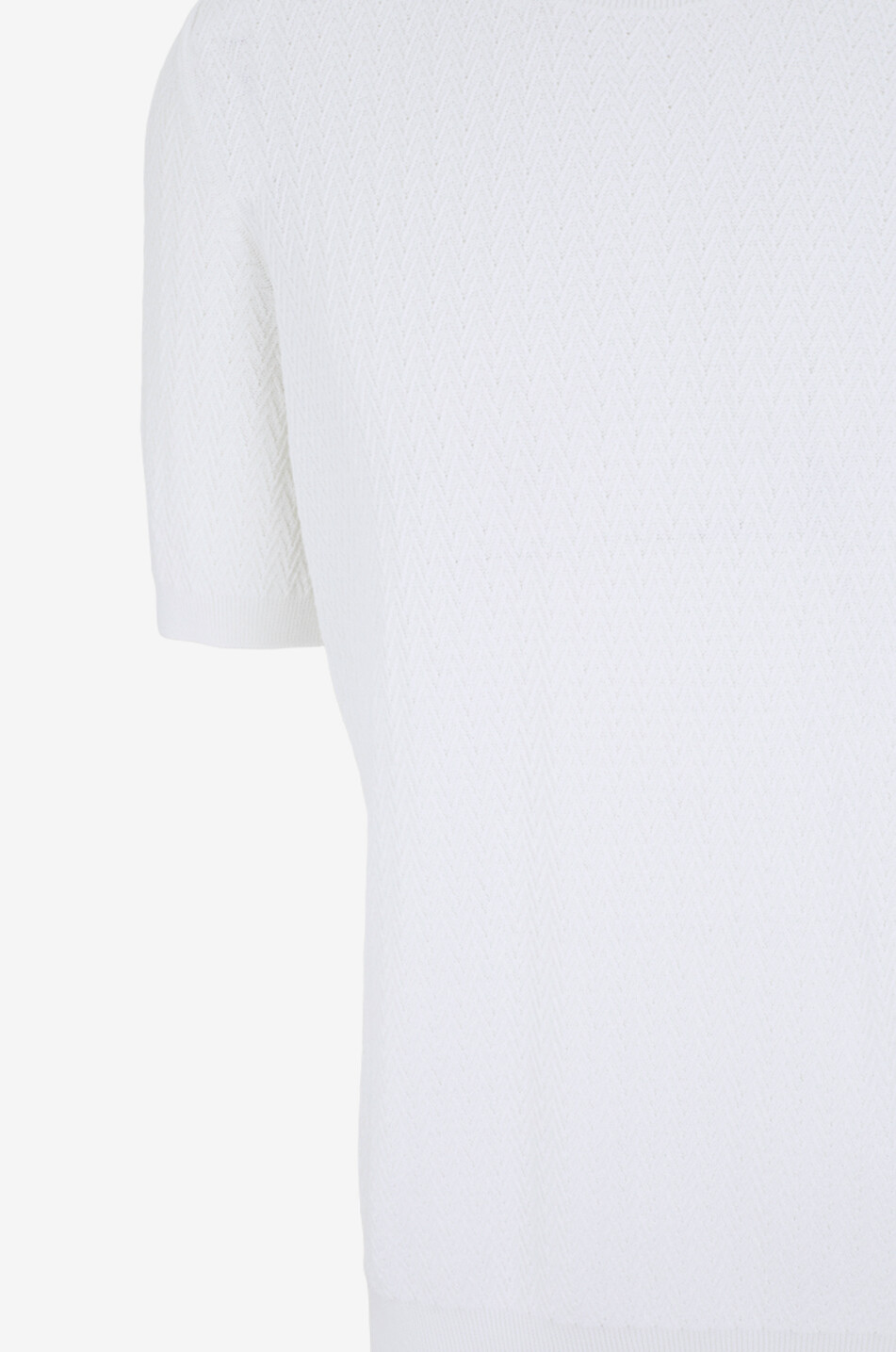 GRAN SASSO Pull en maille chevron de coton à manches courtes Homme BLANC 3