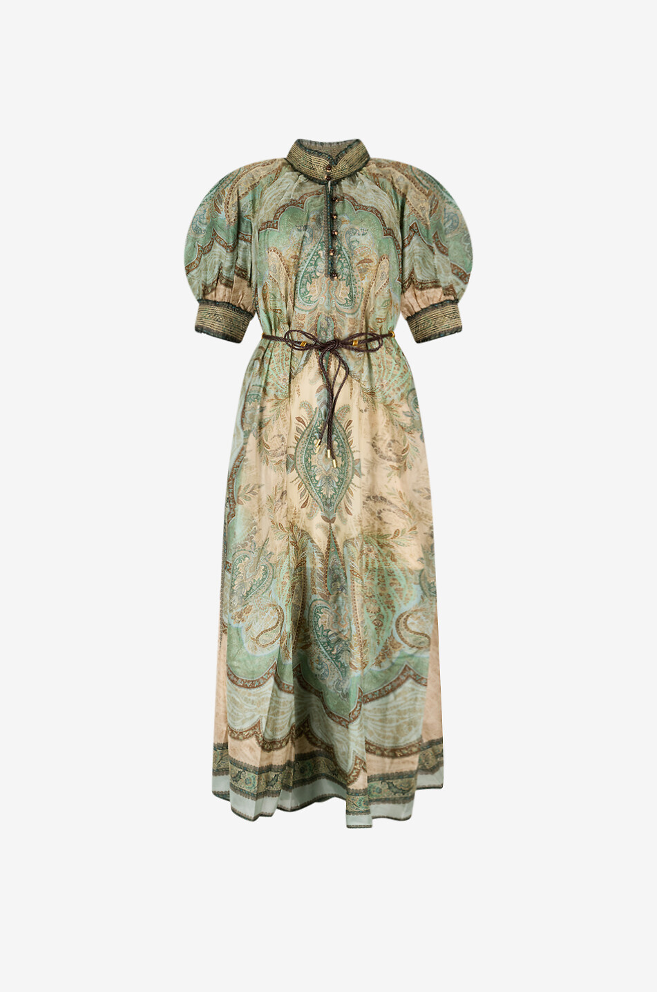 green lace bardot dress Zimmermann Silk Wrap Midi Dress Fennel main image 0