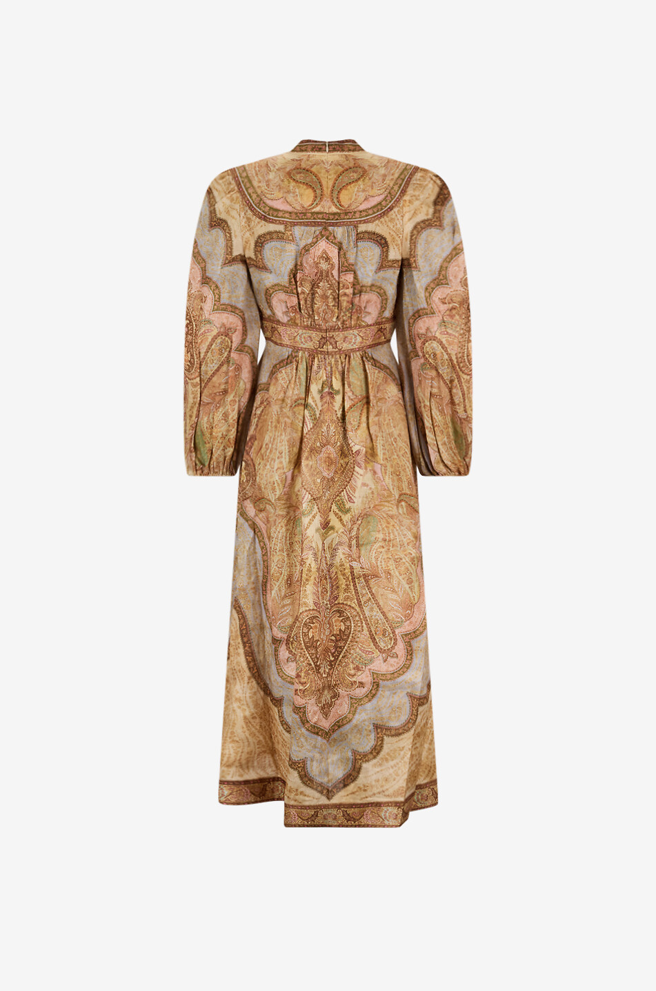 Robe midi évasée à manches bouffantes en lin Wanderlust Plunge