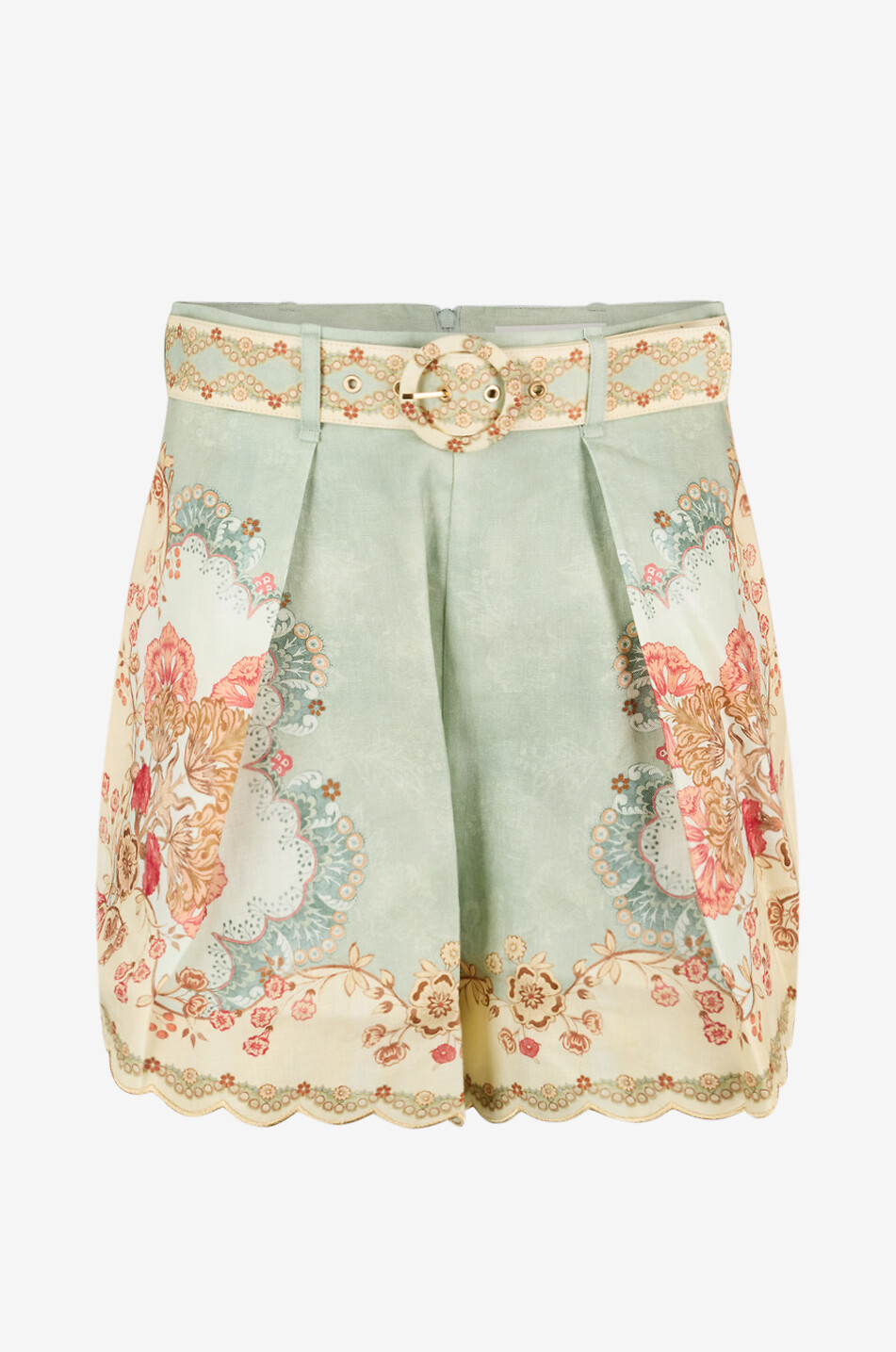 Geblümte Shorts mit Bundfalten aus Leinen Daylight Tuck Wallpaper