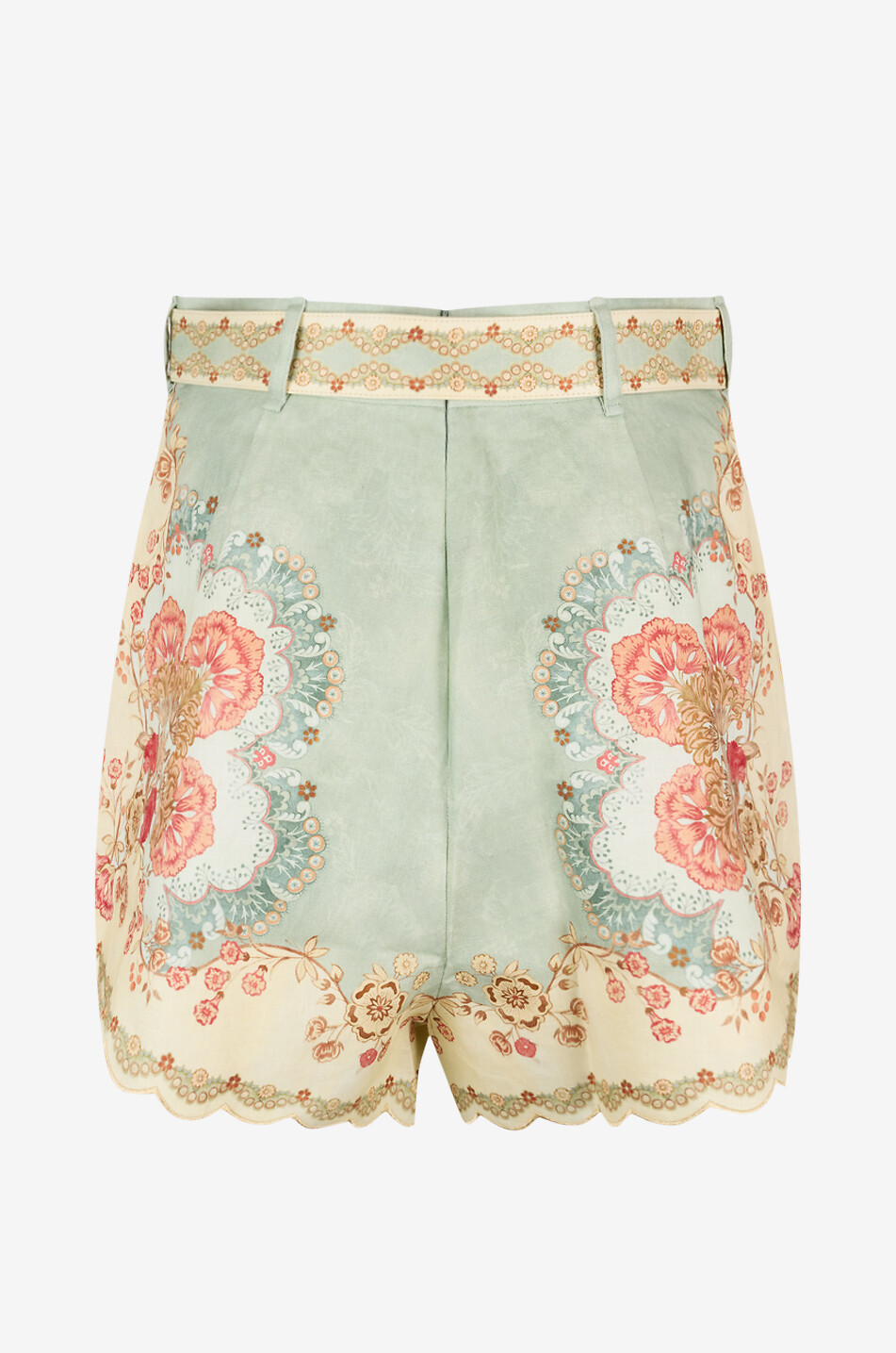 ZIMMERMANN Geblümte Shorts mit Bundfalten aus Leinen Daylight Tuck Wallpaper Damen HELLGRÜN 2