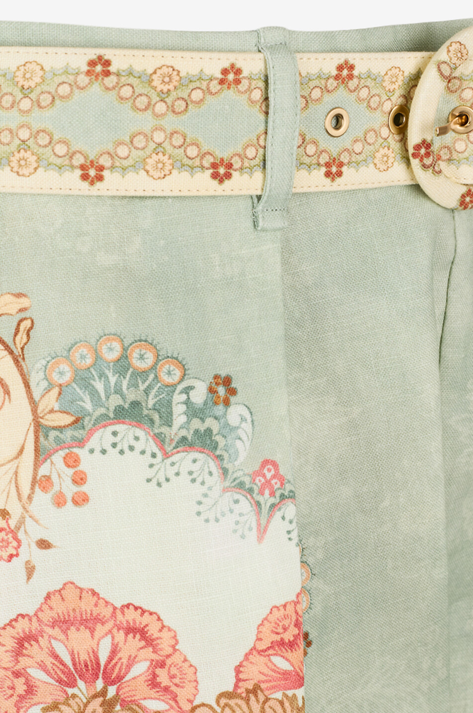 ZIMMERMANN Geblümte Shorts mit Bundfalten aus Leinen Daylight Tuck Wallpaper Damen HELLGRÜN 3