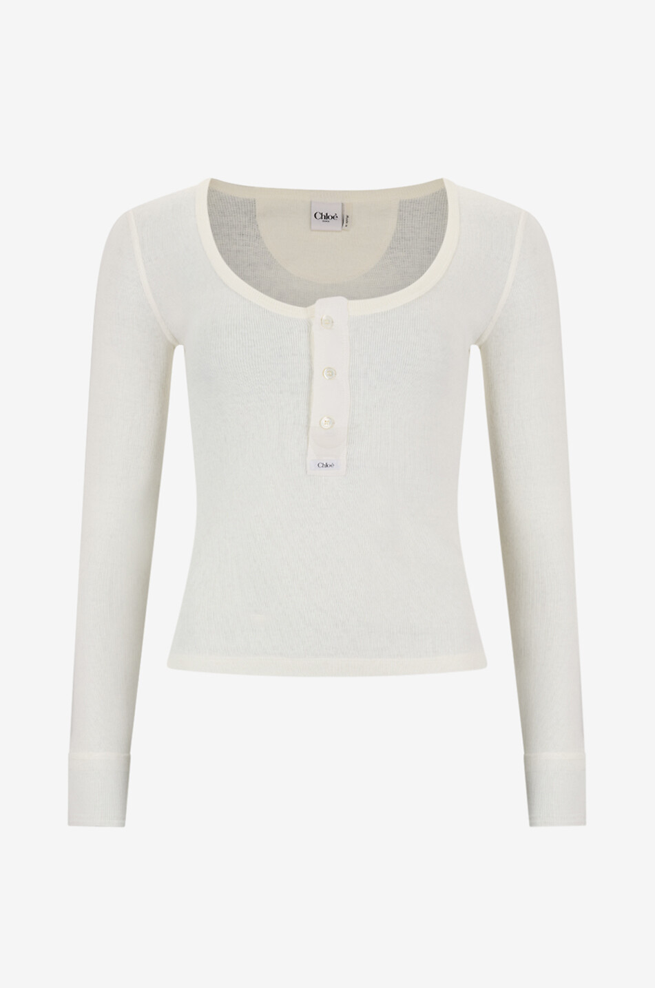 Figurbetontes Henley-Top aus Baumwolljersey mit tiefem Ausschnitt