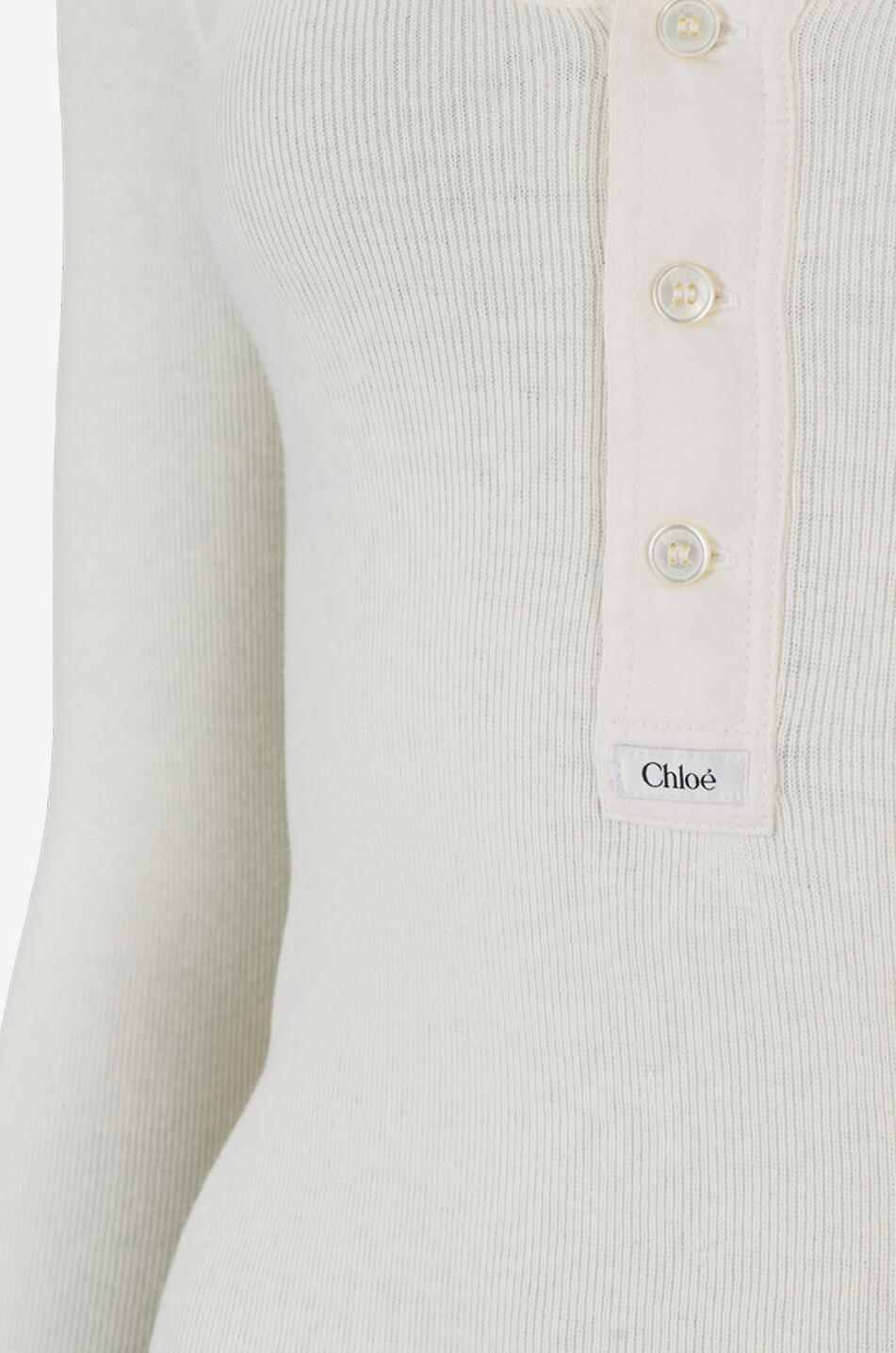 CHLOE Figurbetontes Henley-Top aus Baumwolljersey mit tiefem Ausschnitt Damen WEISS 3