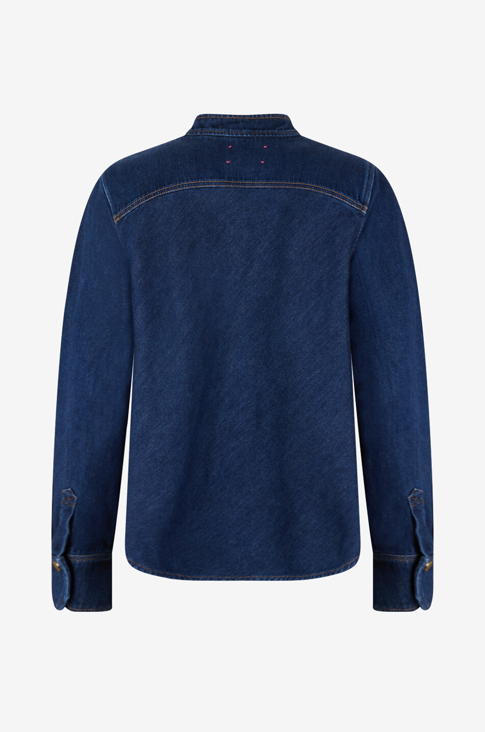 FORTE FORTE Cavalry Denim long-sleeved Mandarin collar shirt Women DARK BLUE 2