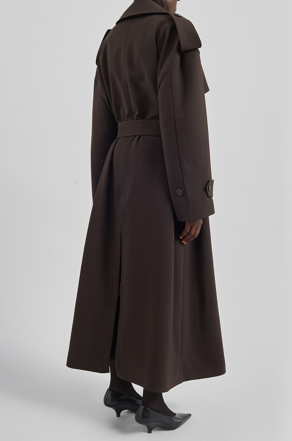 THE FRANKIE SHOP Dursley oversized long virgin wool blend trench coat Women BROWN 3