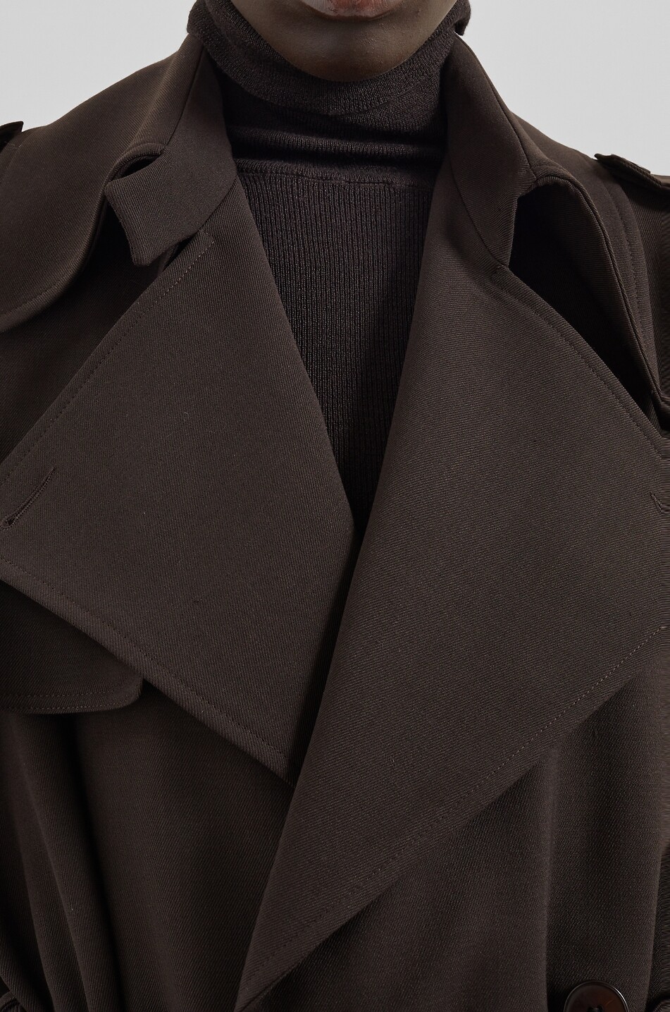 THE FRANKIE SHOP Dursley oversized long virgin wool blend trench coat Women BROWN 4