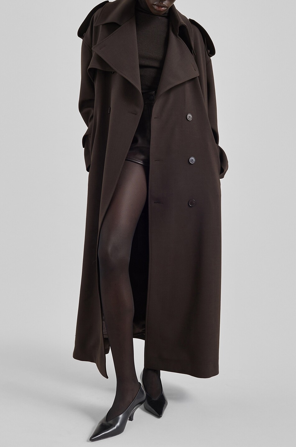 THE FRANKIE SHOP Dursley oversized long virgin wool blend trench coat Women BROWN 5