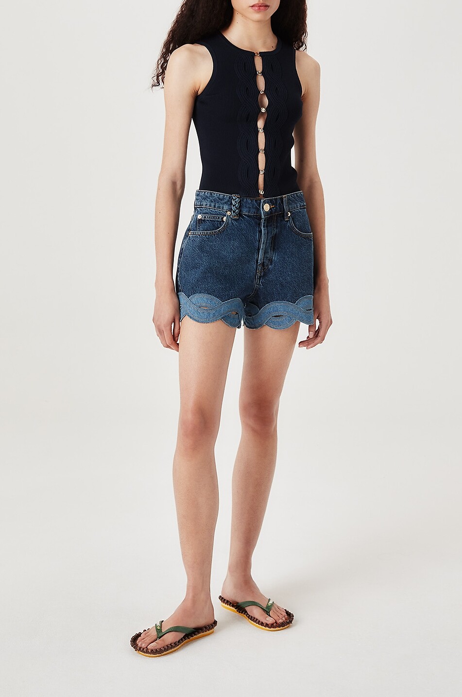 TRESSE PARIS Sarios cut-out denim shorts Women DARK BLUE 2