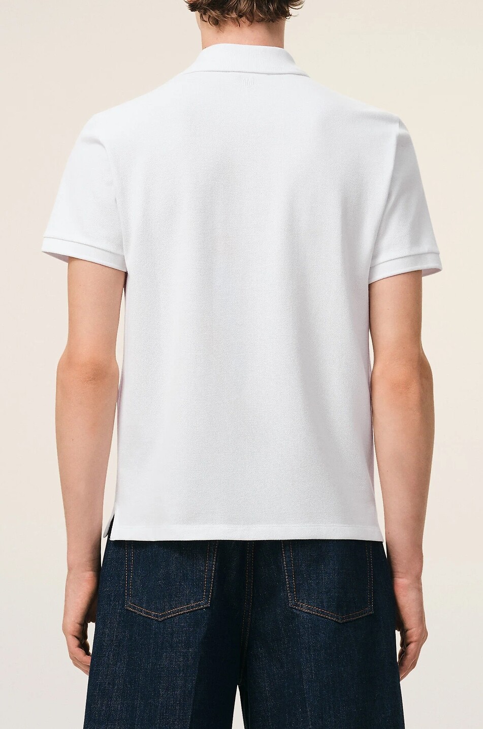 AMI Polo à manches courtes en coton brodé Ami de Coeur Homme BLANC 3