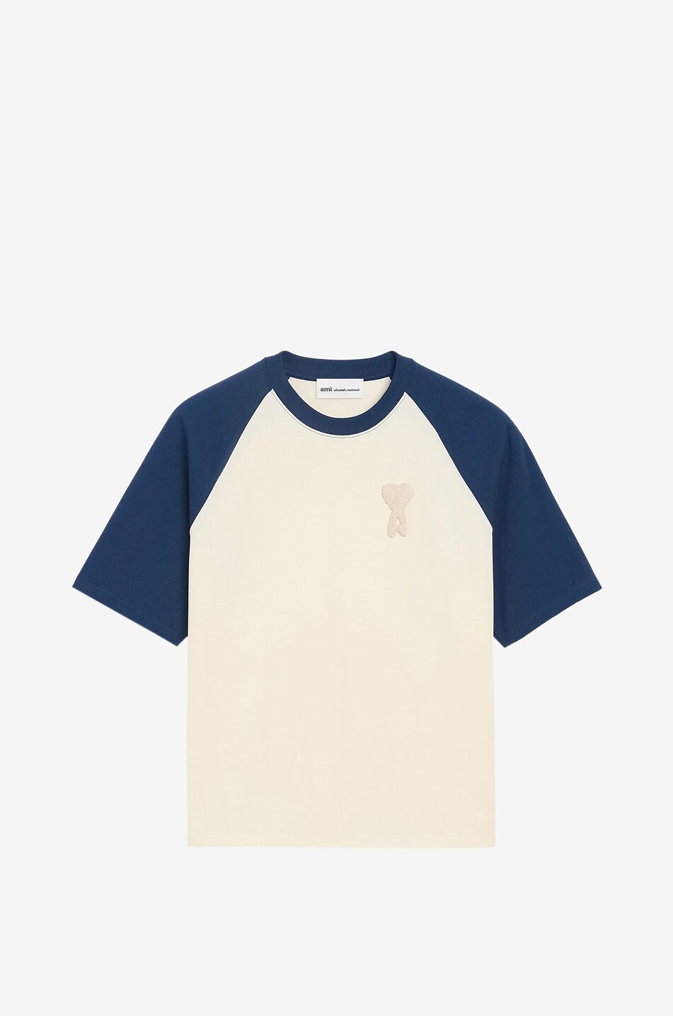 AMI Zweifarbiges T-Shirt mit kurzen Raglanärmeln Ami de Cœur Herren CREMEFARBEN 1