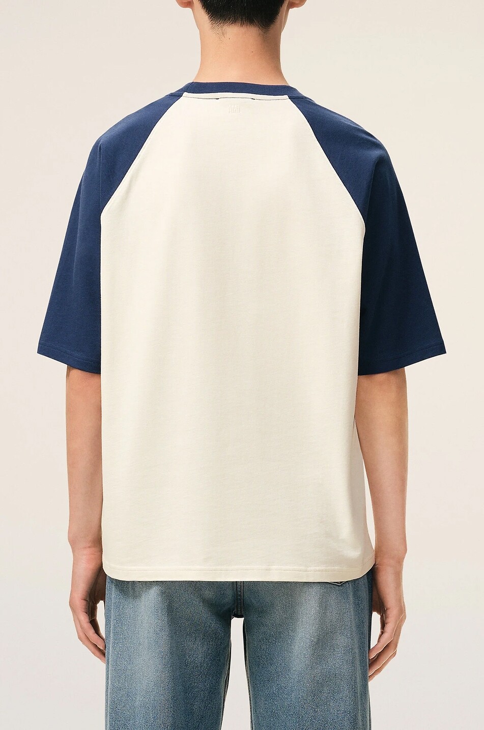 AMI Zweifarbiges T-Shirt mit kurzen Raglanärmeln Ami de Cœur Herren CREMEFARBEN 3