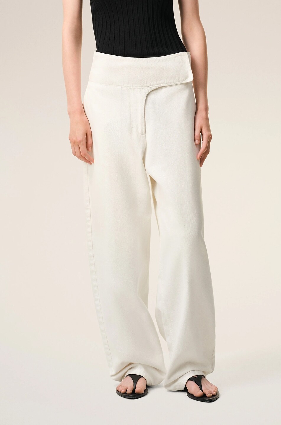 AMI Straight-leg cotton twill trousers Women WHITE 2