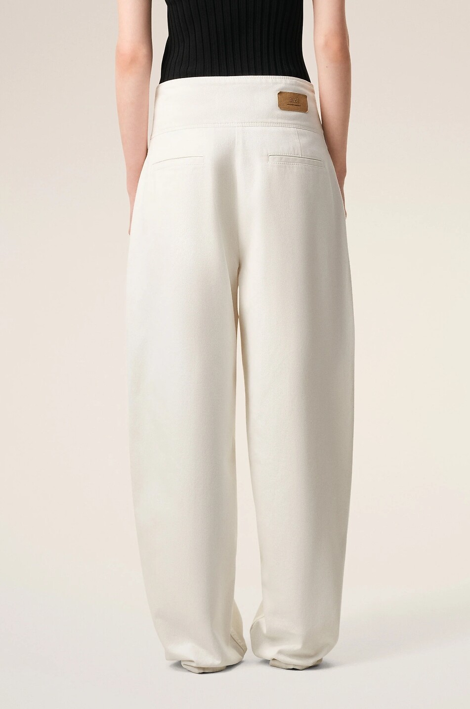AMI Straight-leg cotton twill trousers Women WHITE 3