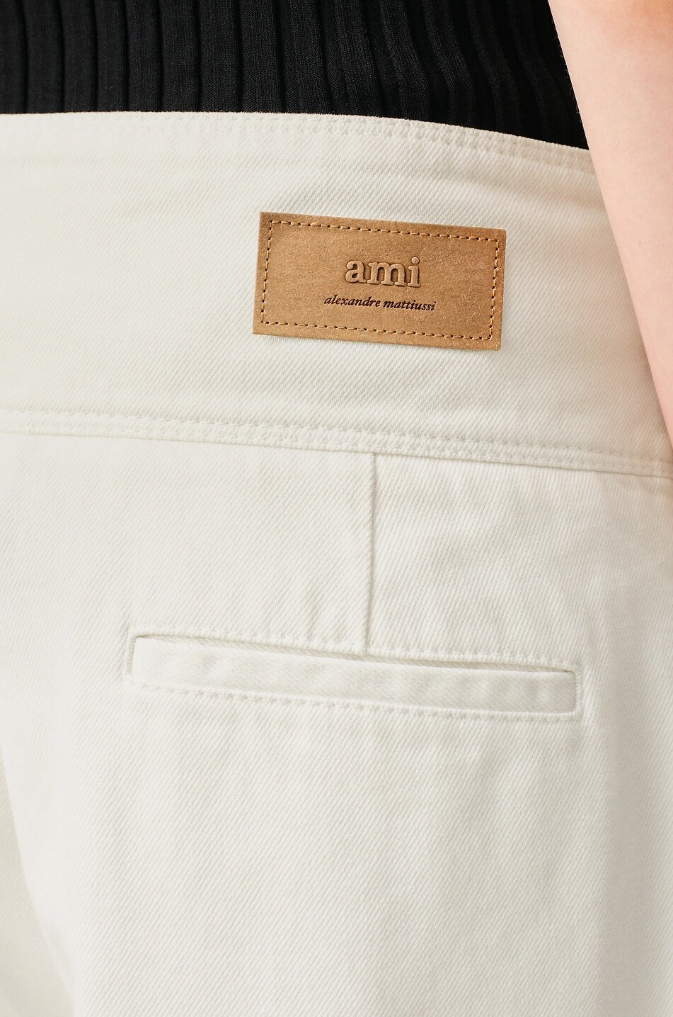 AMI Straight-leg cotton twill trousers Women WHITE 4