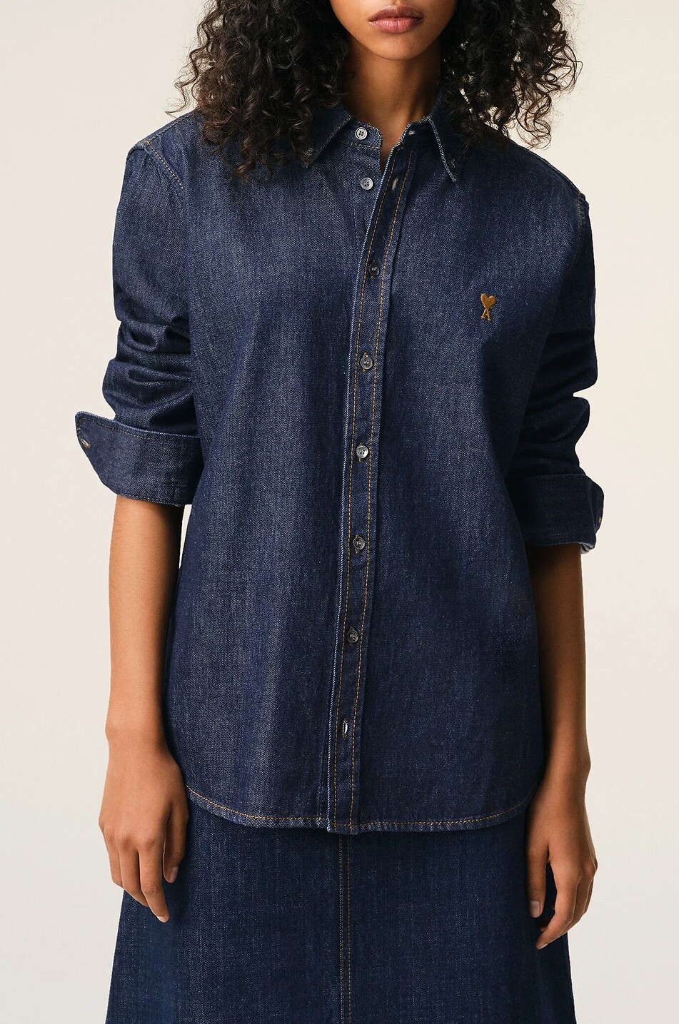 AMI Ami de Coeur denim cotton shirt Women DARK BLUE 2