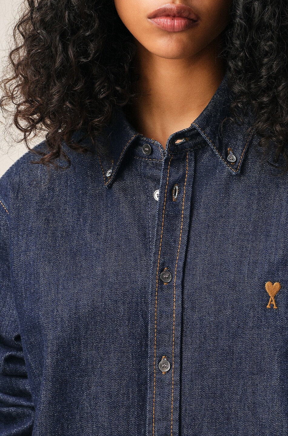 AMI Ami de Coeur denim cotton shirt Women DARK BLUE 4