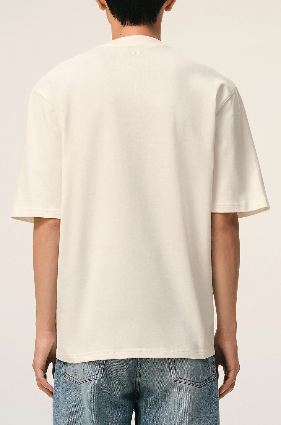 AMI Dickes Jersey-T-Shirt mit Logo Herren CREMEFARBEN 3