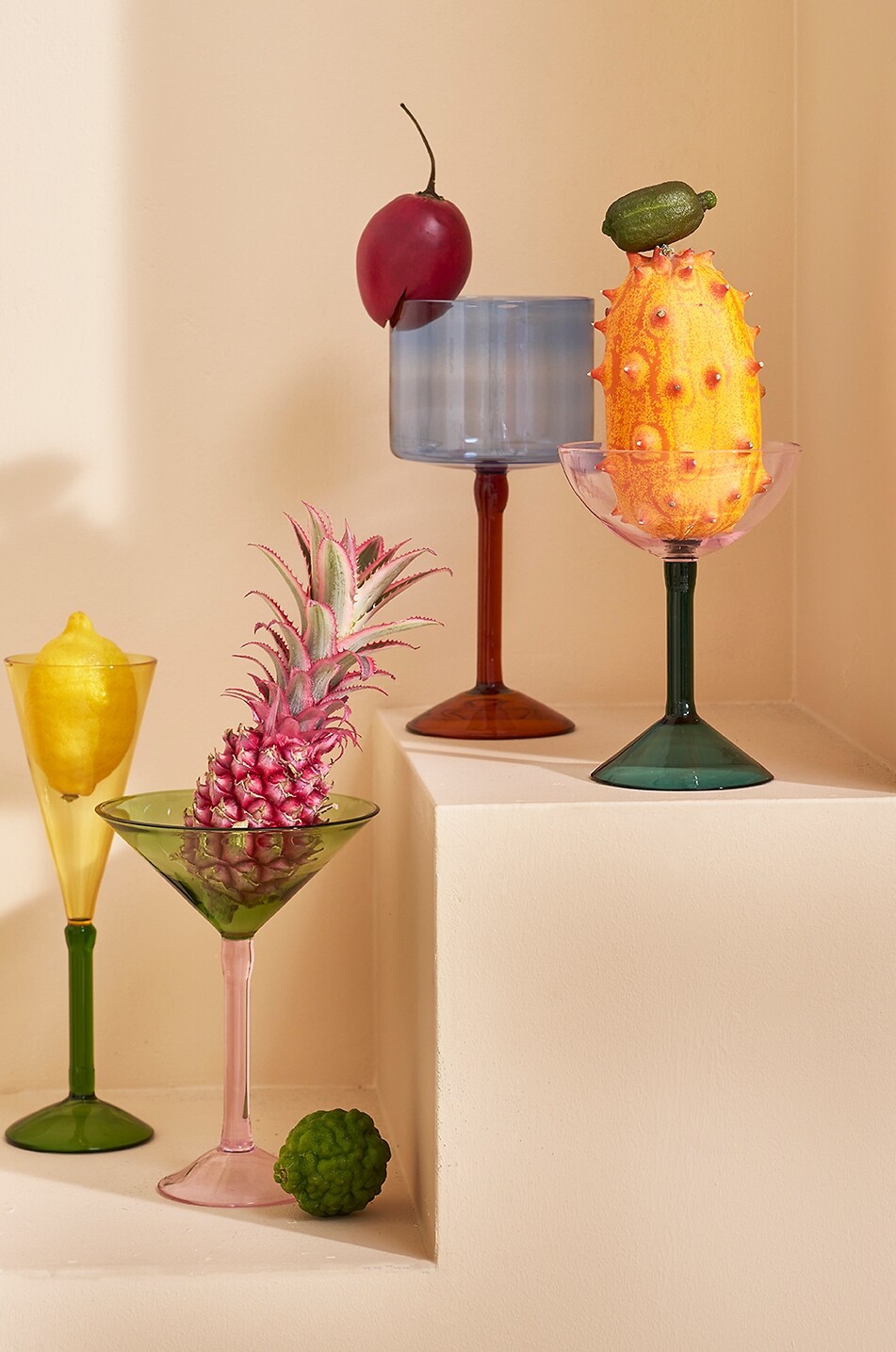 URBAN NATURE CULTURE AMSTERDAM Cocktaitl Hour! set of 2 bicolour glass cocktail coupes Home MULTI COLOURED 3