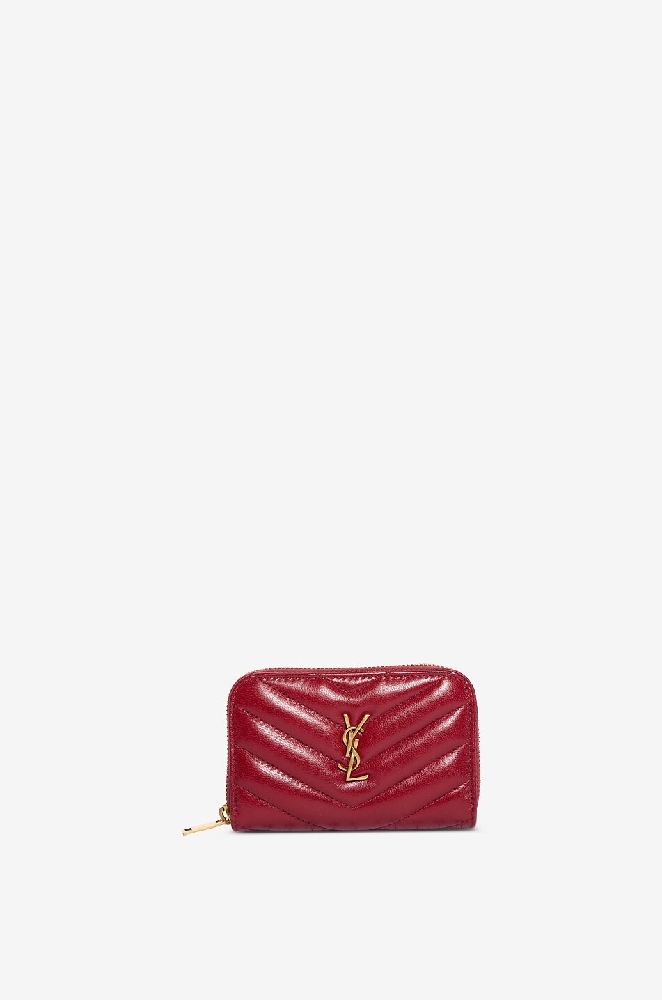 SAINT LAURENT PARIS Kompakte Brieftasche aus gestepptem Leder Cassandre Damen ROT 1