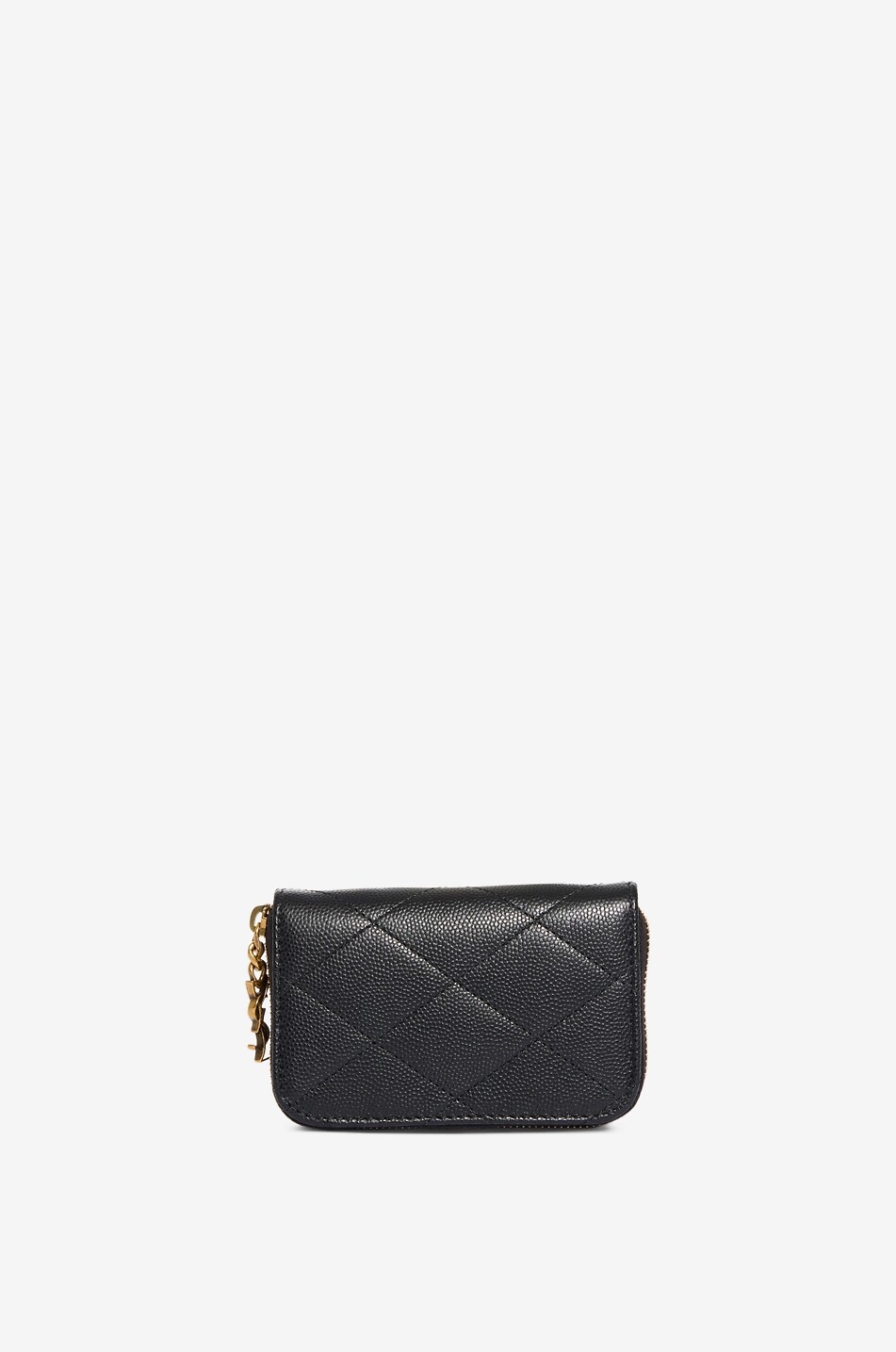 SAINT LAURENT PARIS Gesteppte Brieftasche aus Grain de Poudre Leder Cassandre Bijou Damen SCHWARZ 3