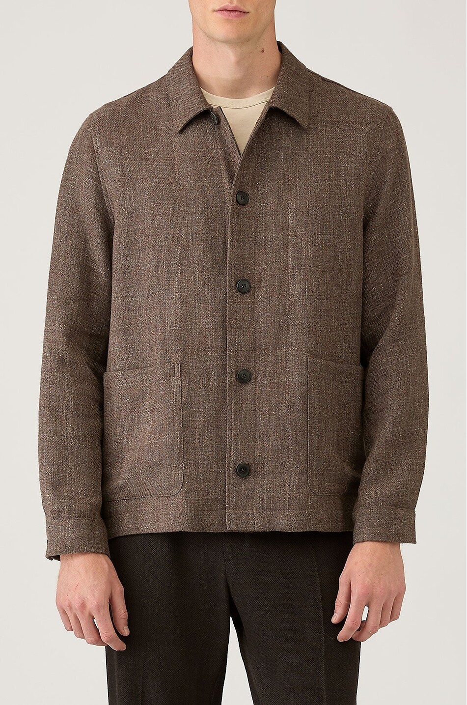 SUNSPEL Short linen and cotton lightweight jacket Men BROWN 2