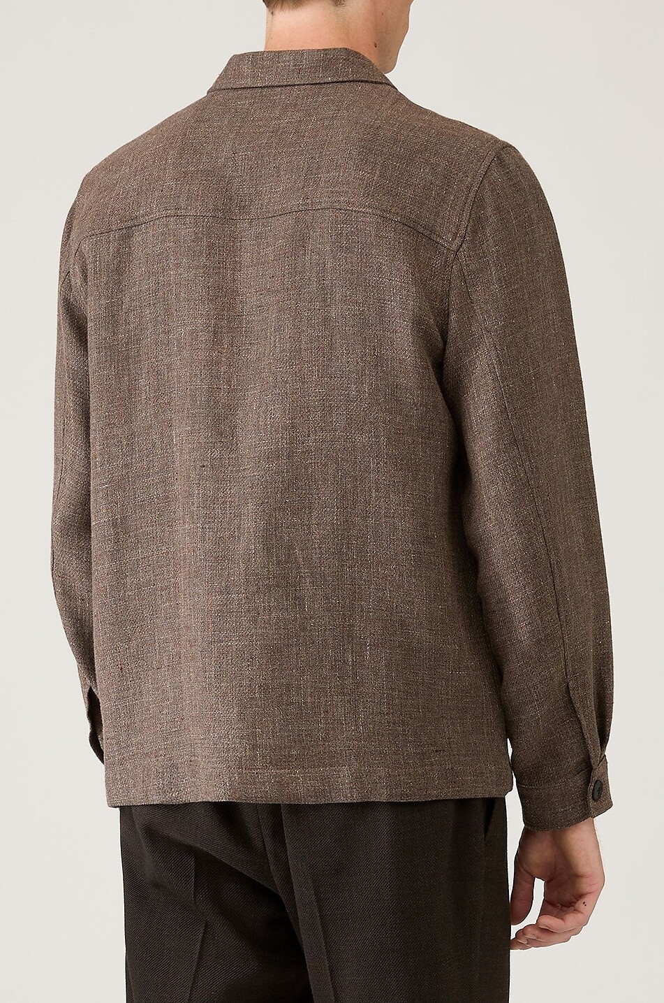 SUNSPEL Short linen and cotton lightweight jacket Men BROWN 3