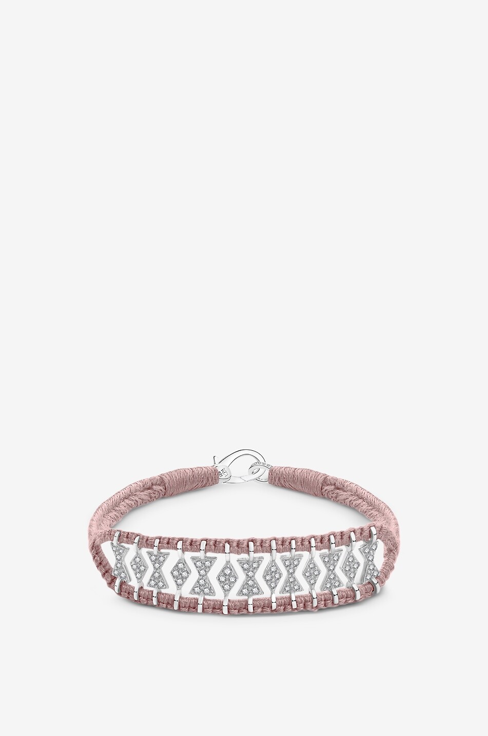VAN DEN ABEELE PARIS Armband aus Baumwolle und Silber mit Moissanit Buzios Nude Damen BEIGE 1