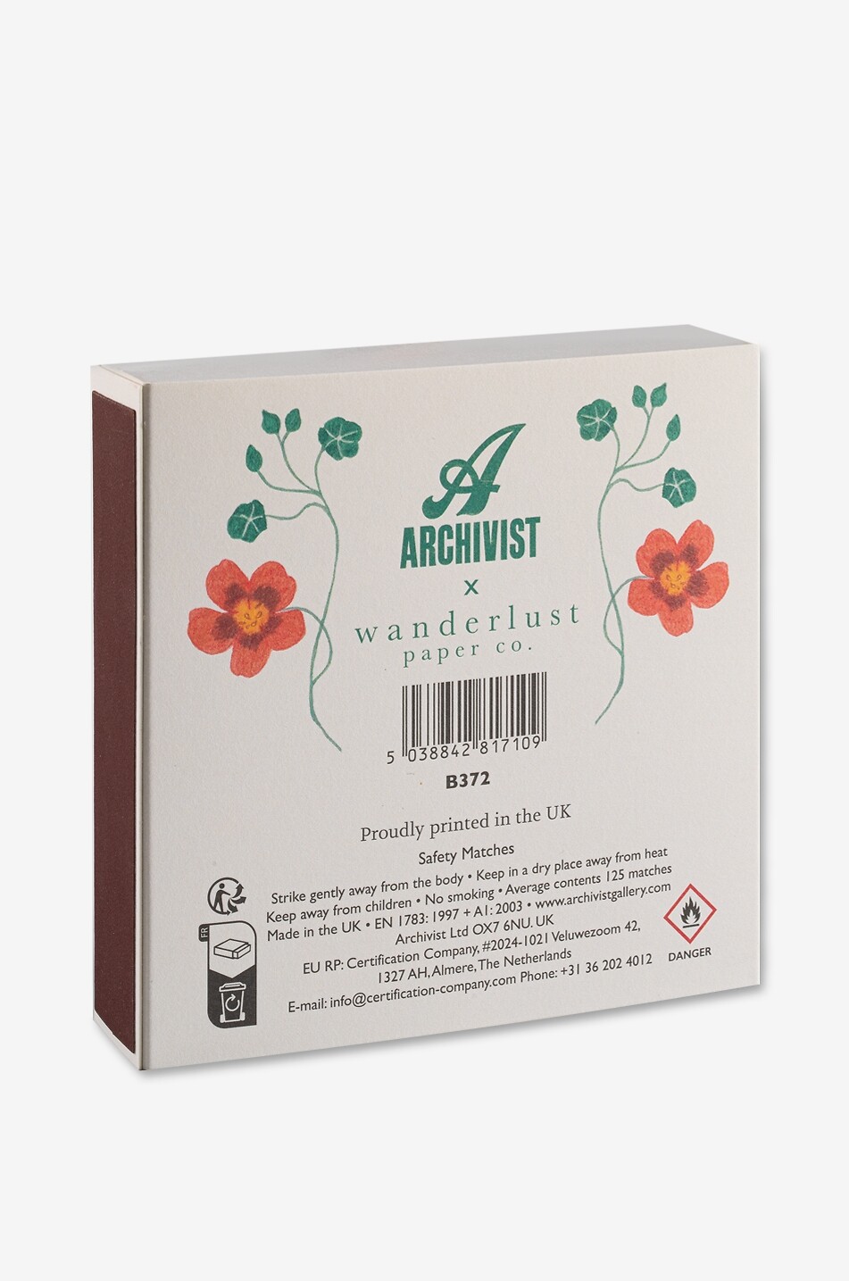 ARCHIVIST Streichholzschachtel aus Holz Nasturtium Matches Haus BUNT 3