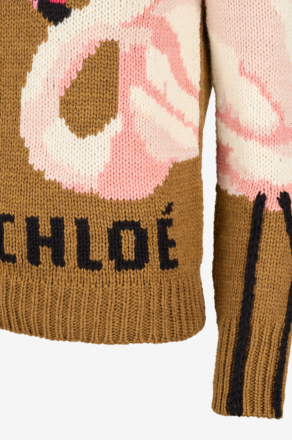 CHLOE Woll-Jacquardpullover mit Rundhalsausschnitt Flamingo Damen BRAUN 3