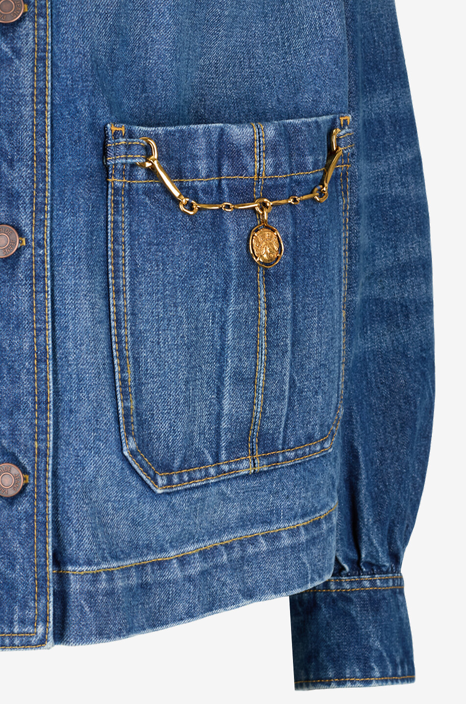 CHLOE Kurze Jeansjacke mit Stehkragen aus Baumwolle Damen BLAU 3