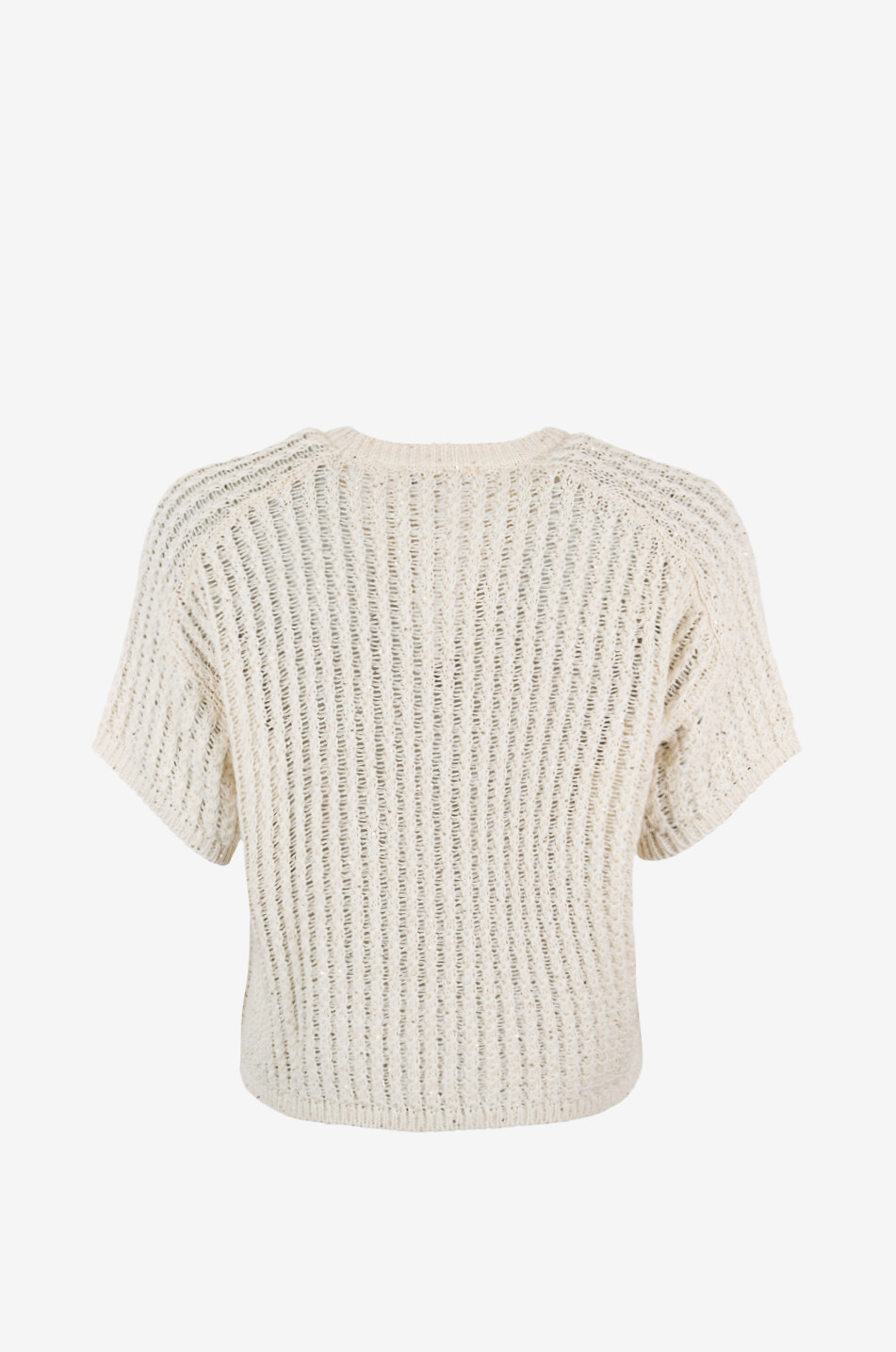 ANTONELLI FIRENZE Kurzarm-Lochstrickpullover mit Pailletten Glici Damen CREMEFARBEN 2