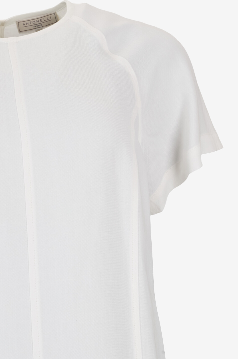 ANTONELLI FIRENZE Rundhals-Midikleid aus Viskose und Leinen Nicolas Damen WEISS 3