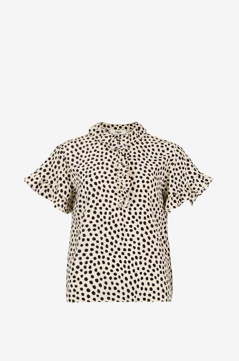 CHLOE Polka dot silk short-sleeved blouse Women BEIGE 1