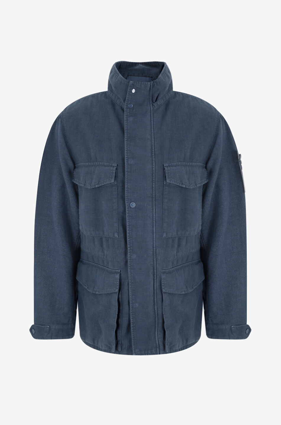 STONE ISLAND Ghost linen blend stand collar lightweight jacket Men BLUE 1