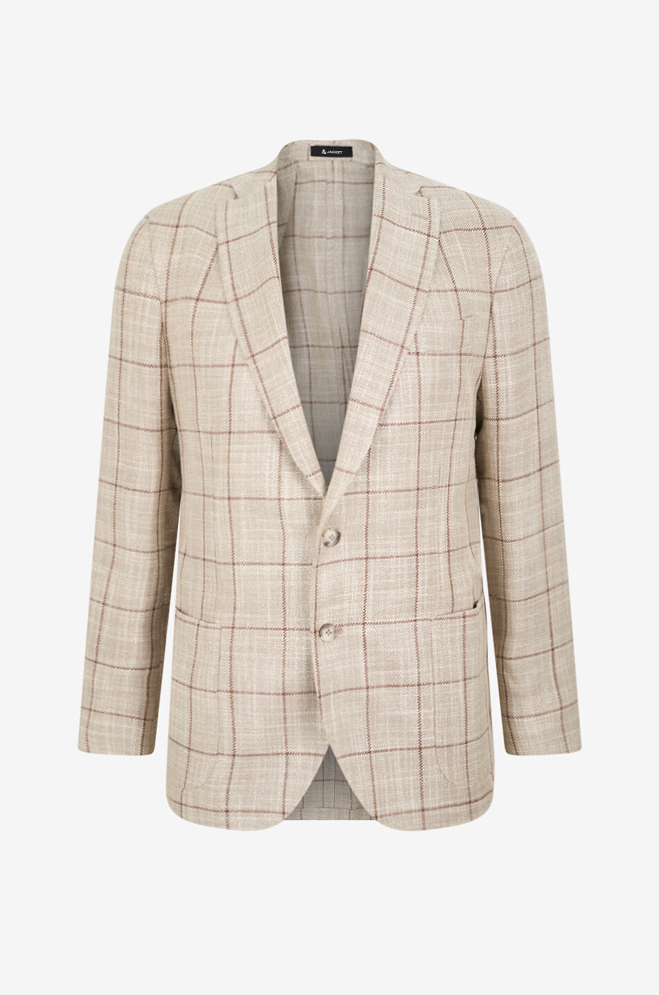 Einreihiger Blazer mit Karomuster aus Schurwolle und Seide B Jacket