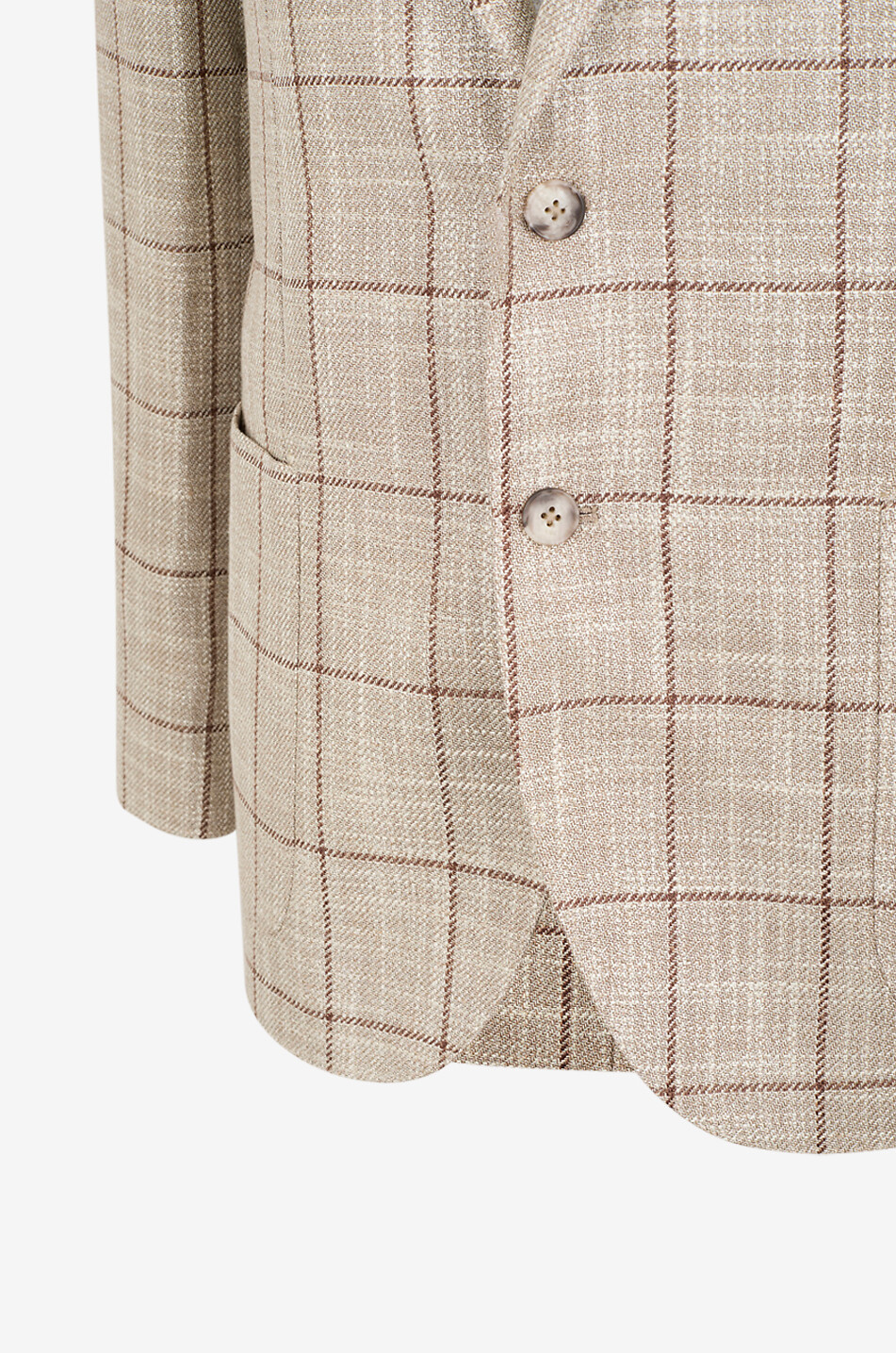 BONGENIE Einreihiger Blazer mit Karomuster aus Schurwolle und Seide B Jacket Herren BRAUN 3