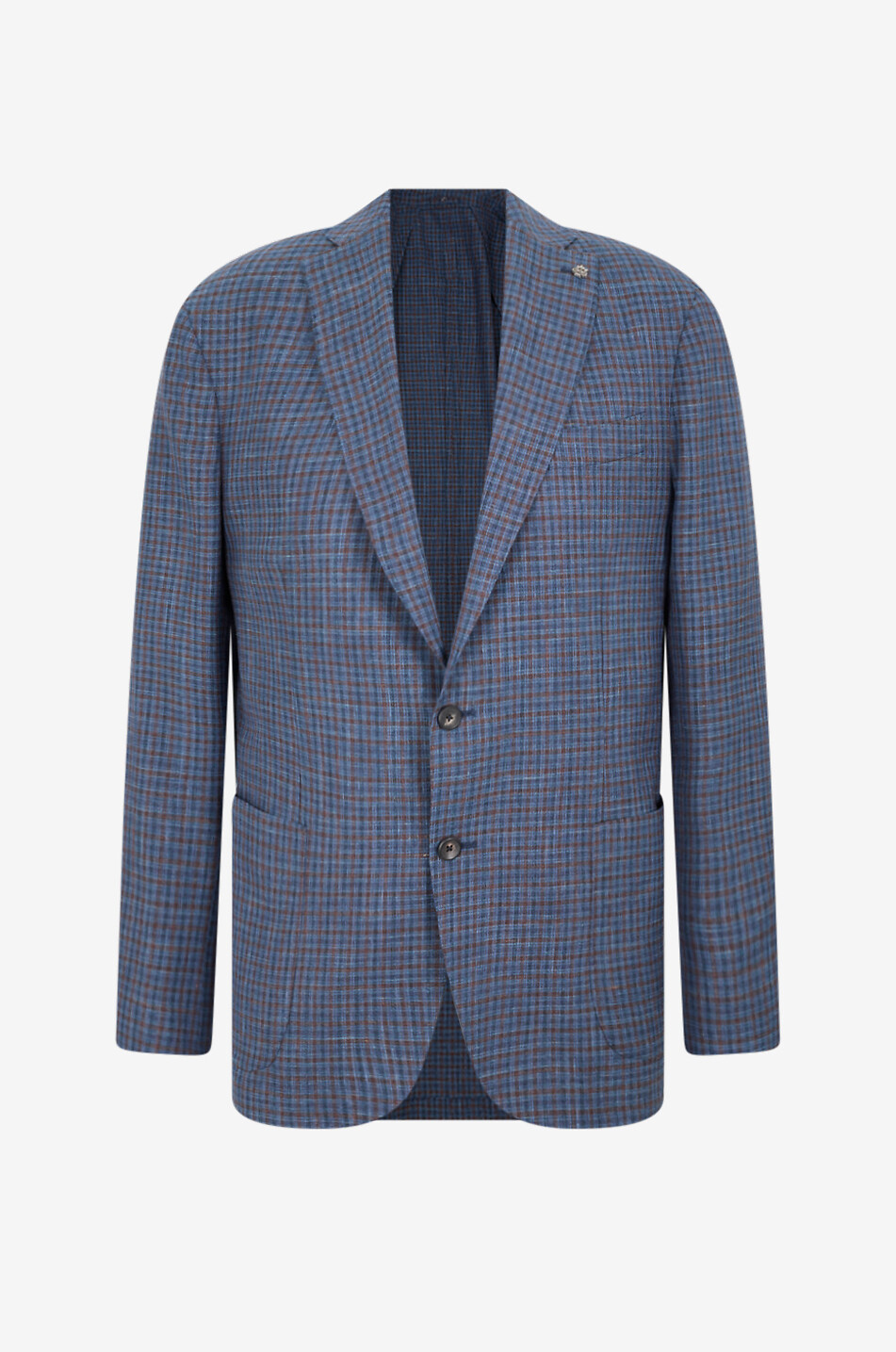 Blazer mit Karomuster aus Schurwolle und Seide