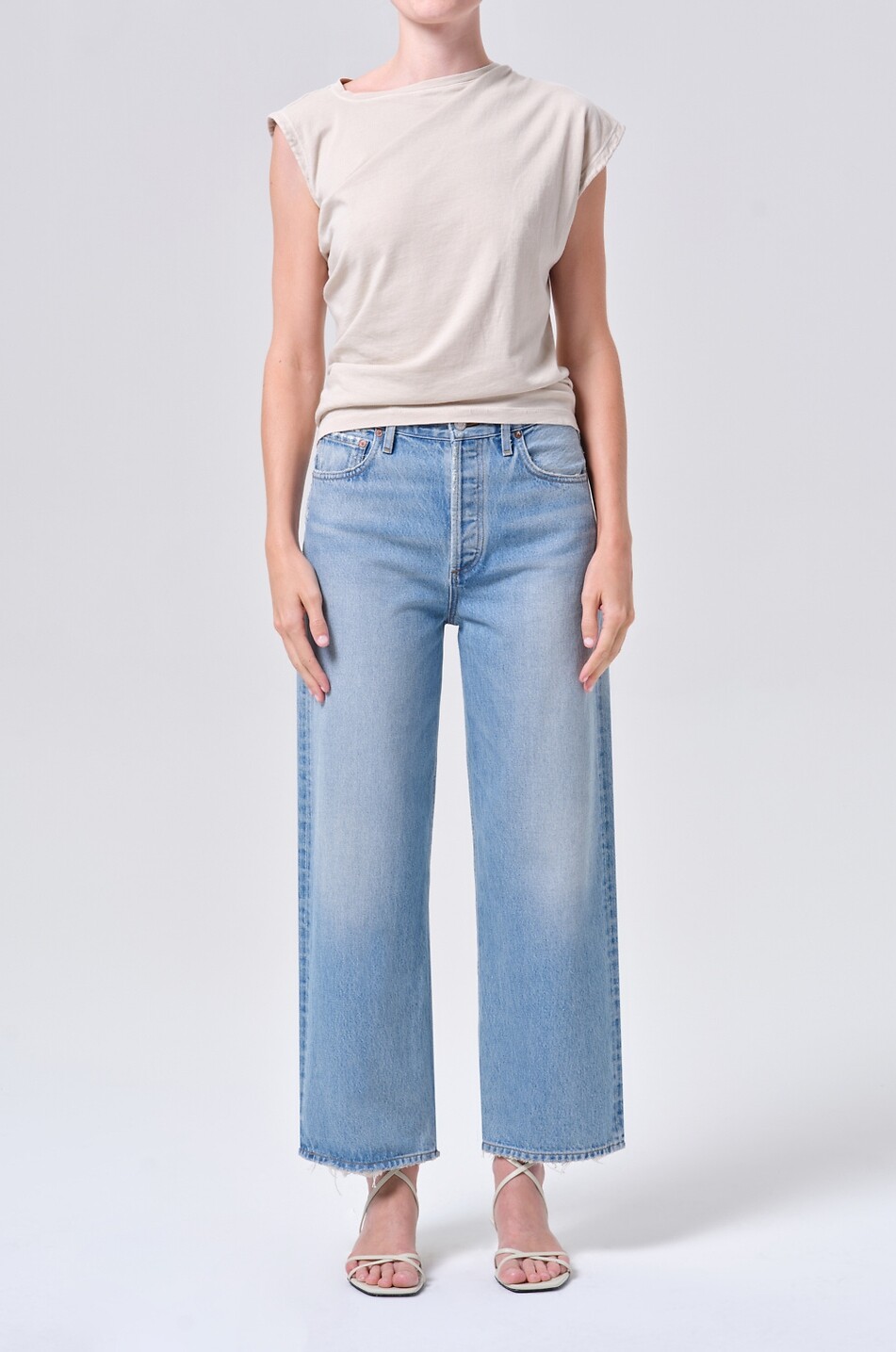 AGOLDE Jean droit en denim de coton Ren Femme BLEU 2