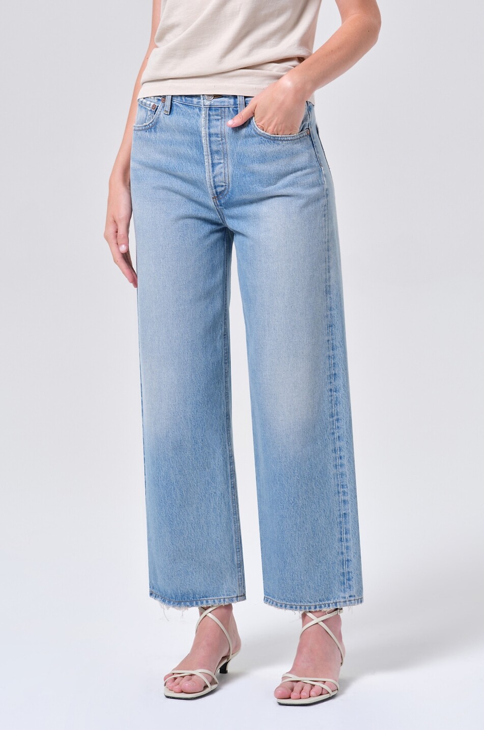 AGOLDE Jean droit en denim de coton Ren Femme BLEU 6