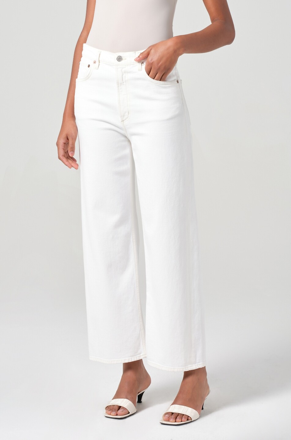 AGOLDE Jean droit en coton Ren Femme BLANC 6