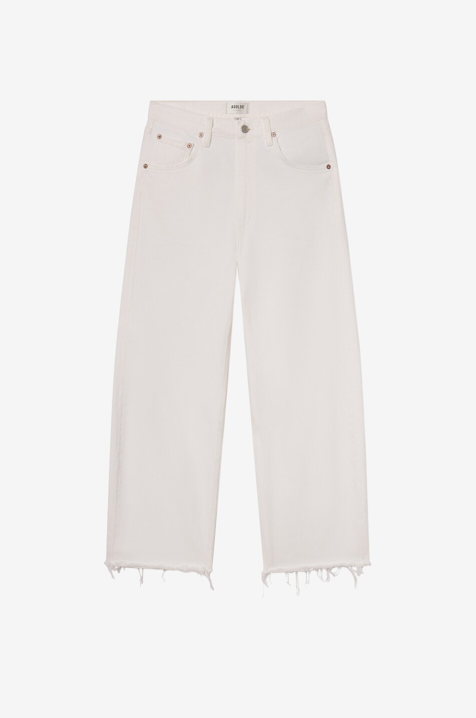 AGOLDE Jean large à taille basse en coton Low Curve Fray Femme BLANC 1