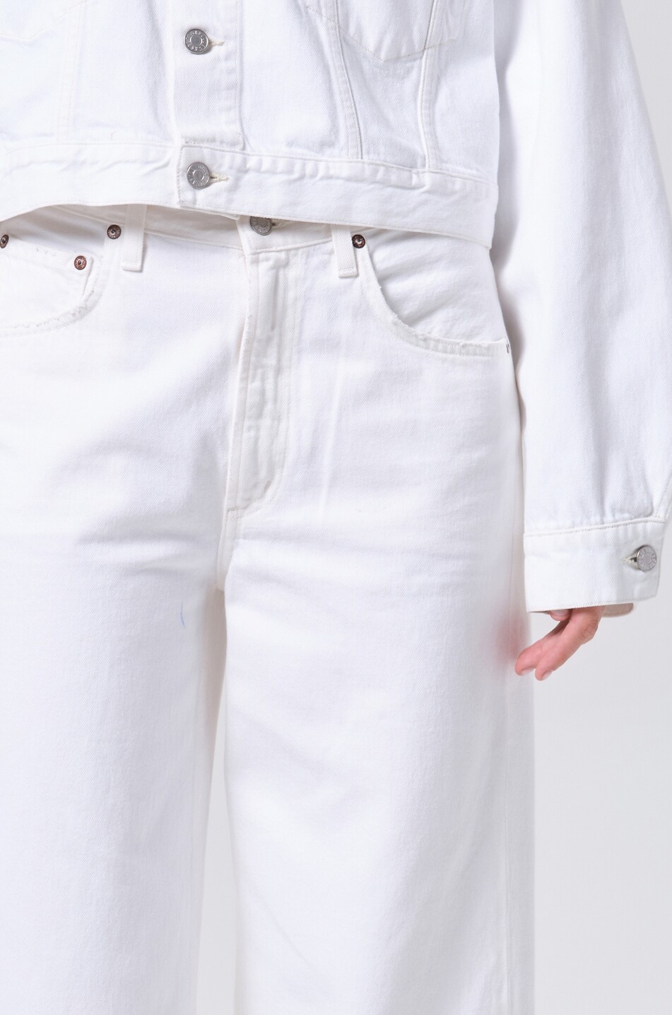 AGOLDE Jean large à taille basse en coton Low Curve Fray Femme BLANC 4